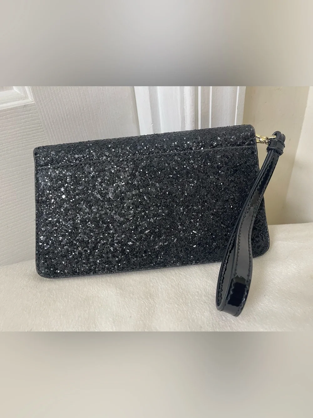 kate spade Black Glitter Wristlet Clutch